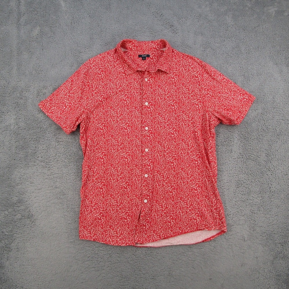Benson Mens XL Short Sleeve Button Down Shirt Red Floral Print CWS01-P Cotton